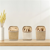 再生編織料收納包定制素雅感可拆卸隔層茶具收納學(xué)生高顏值飯碗袋